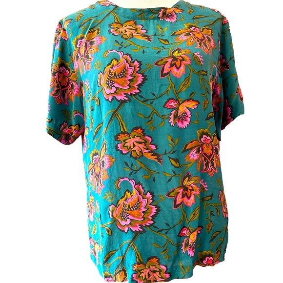 Vintage Tropical Floral Silk Blouse Nordstrom Town Square, 10 - Picture 1 of 8